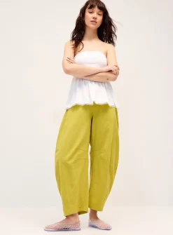 Pure cotton barrel-leg pant