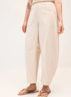 Pure cotton barrel-leg pant