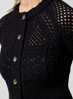 Pure cotton crocheted knit cardigan
