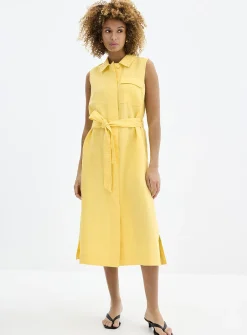 Pure linen belted shirtdress