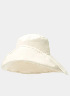 Pure linen buttoned-brim hat