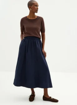 Pure linen flared skirt
