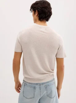 Pure linen knit Henley sweater