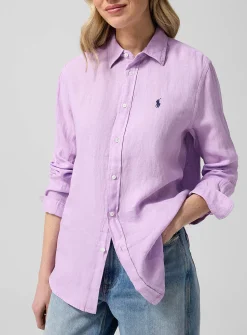 Pure linen logo shirt