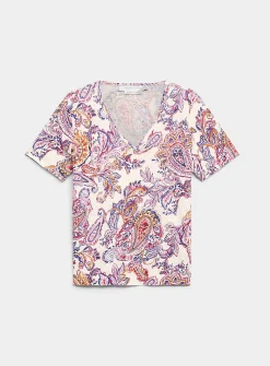 Pure linen V-neck T-shirt