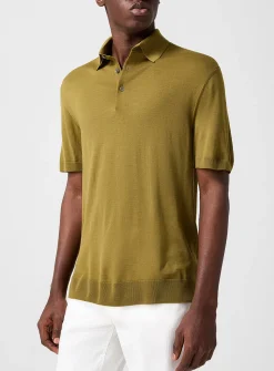 Pure wool knit polo shirt