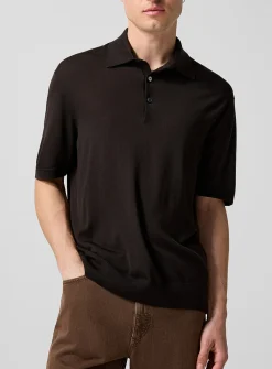 Pure wool knit polo shirt