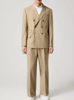 Pure wool pleated wide-leg pant