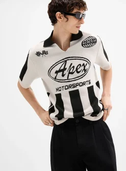 Racing stripe jacquard knit jersey