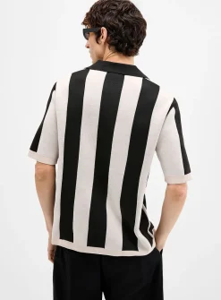 Racing stripe jacquard knit jersey