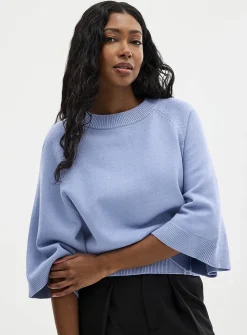 Raglan bell sleeves boxy-fit sweater