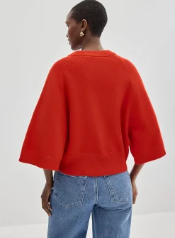 Raglan bell sleeves boxy-fit sweater