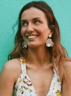 Raised flower statement earrings