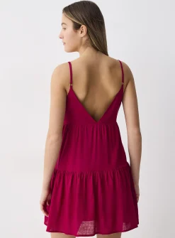 Raspberry red tiered minidress