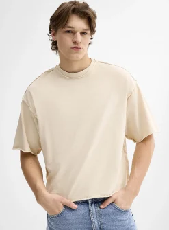 Raw hem cropped loose t-shirt