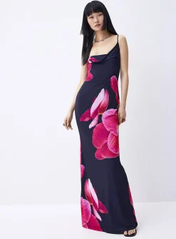 Realistic flower maxi dress