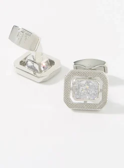 Rectangular crystals cuff links