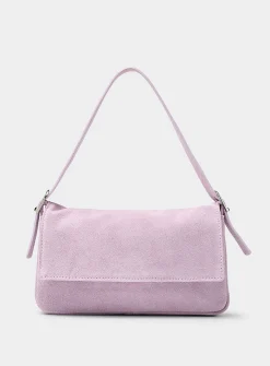 Rectangular suede baguette bag