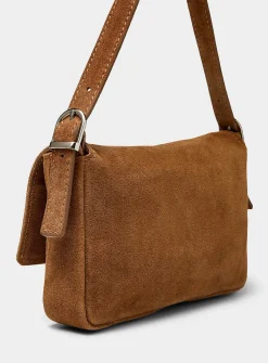 Rectangular suede baguette bag