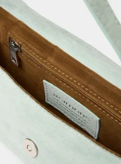 Rectangular suede baguette bag