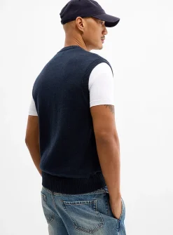 Recycled cotton knit sweater vest