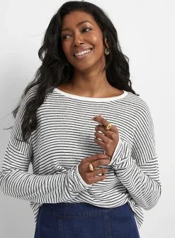 Reprocessed linen striped sweater