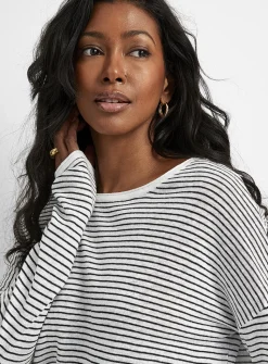 Reprocessed linen striped sweater