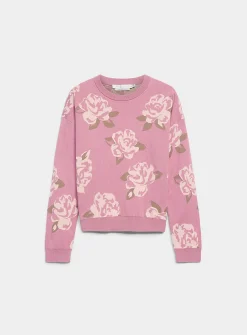 100% reprocessed cotton floral jacquard sweater