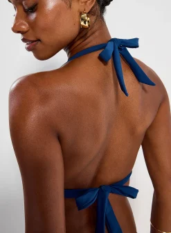 Resin ring halter triangle bra