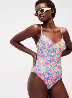 Retro flower balconette one-piece
