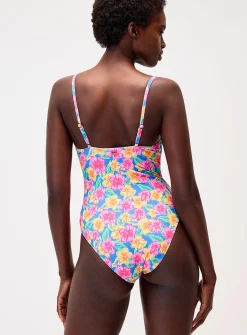 Retro flower balconette one-piece