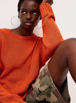 Reverse seams loose sweater