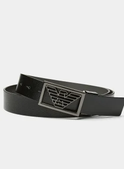 Reversible logo buckle belt
