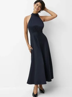 Rheo hammered satin halter dress