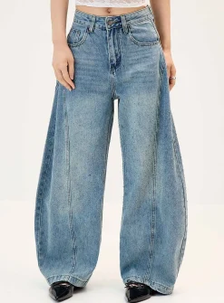 Rhinestone barrel-leg jean