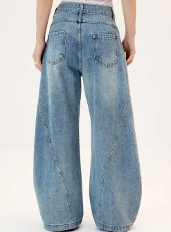 Rhinestone barrel-leg jean