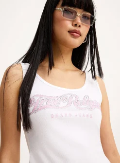 Rhinestone logo cami