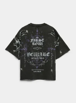 Rhinestone mutant scorpion faded-look T-shirt