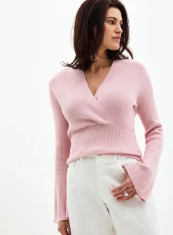 Ribbed crossover sweater