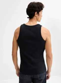Ribbed jersey Henley tank