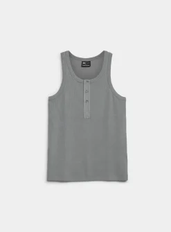 Ribbed jersey Henley tank