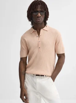 Ribbed responsible merino wool polo