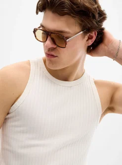 Ribbed ringer tank top