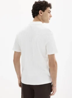 Ribbed-stripe jersey polo