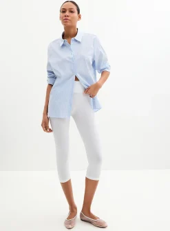 Ribbed-waist stretch capri legging