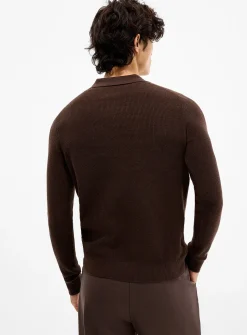 Rib-knit Johnny-collar sweater