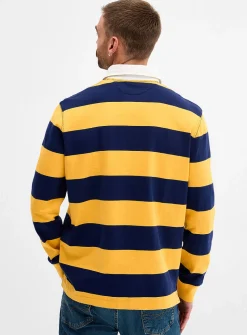 Rider teddy bear striped rugby polo
