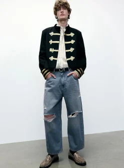 Ripped-knee jean