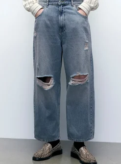 Ripped-knee jean