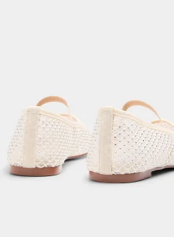 Roamm mesh and crystals Mary Jane ballet flats